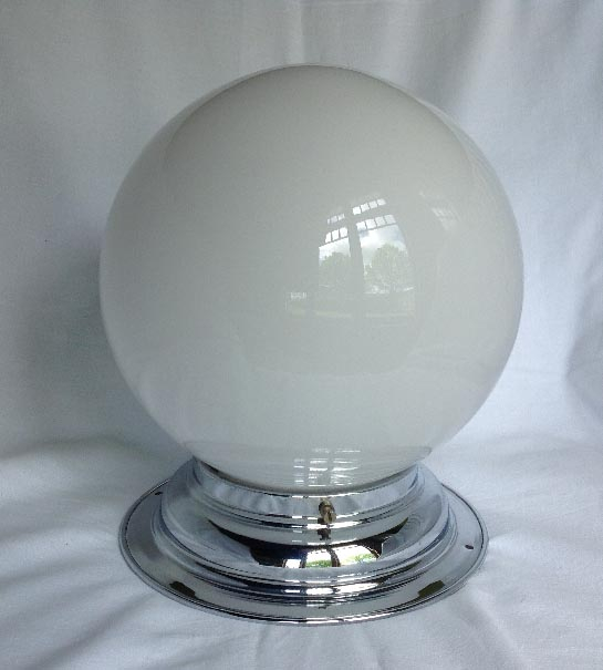 vintage white glass light shade with chromed gallery